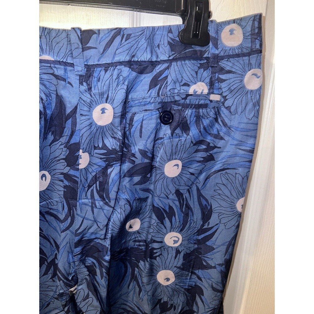 Anthropologie Elevenses Pants Womens 12 Lunar Mum Floral Crop Blue Career New - Picture 6 of 11